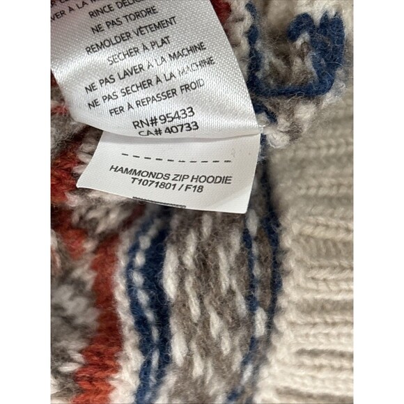 Toad & Co Women Hoodie Sweater Medium Striped Lambswool Zip Pockets Cozy Outdoor - Picture 10 of 11
